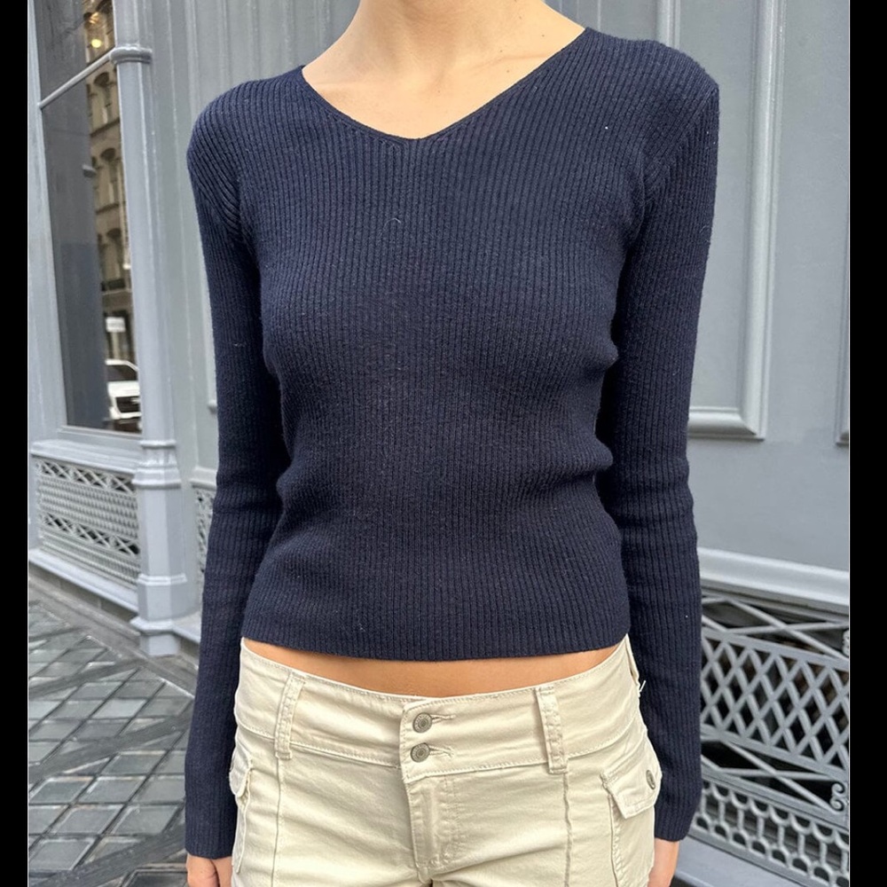 Brandy Melville Navy v neck sweater